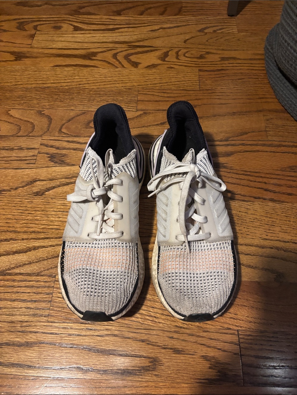 adidas White and Black Knit Running Shoes